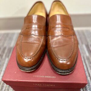 Vass handmade leather slip-on shoes Cognac Calf/Brown Size 41 (M8)